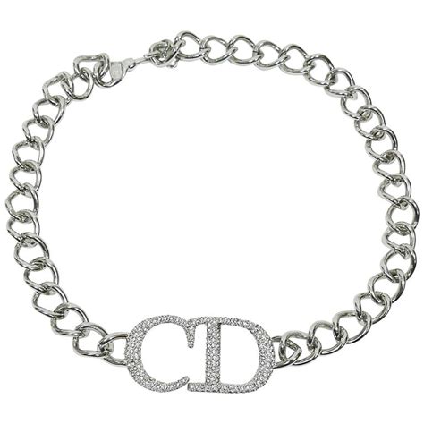 christian dior necklace cd silver|Christian Dior costume jewelry necklace.